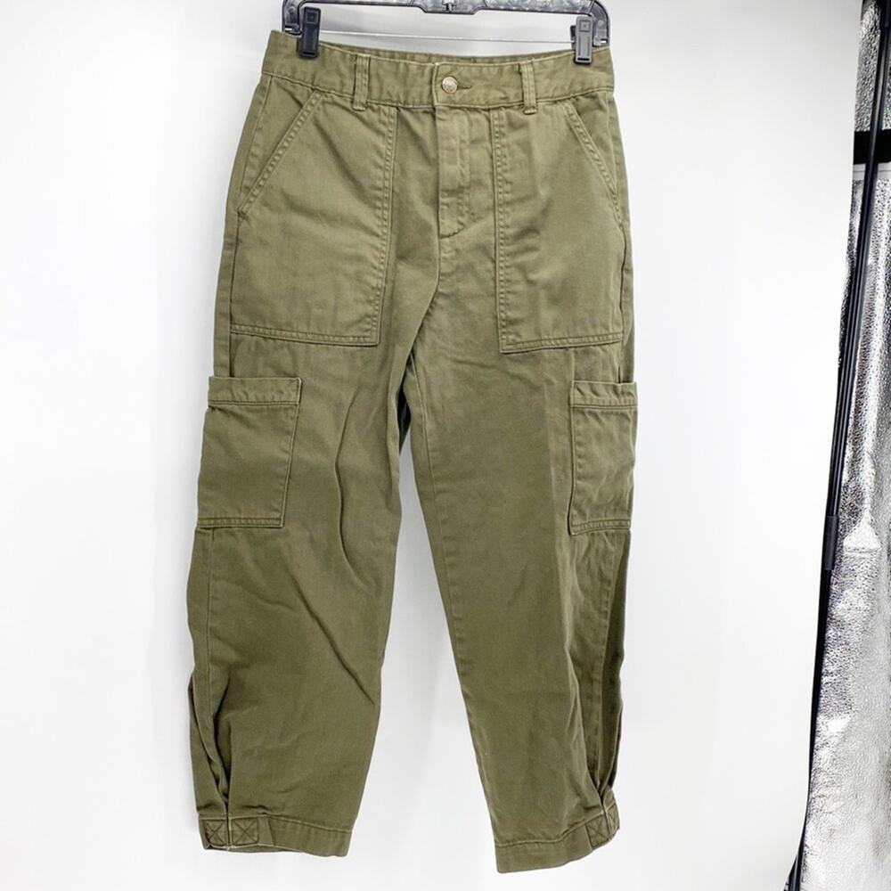 Banana Republic Cargo Ankle Pants green Neutral Minimalist Pockets barrel chic 2